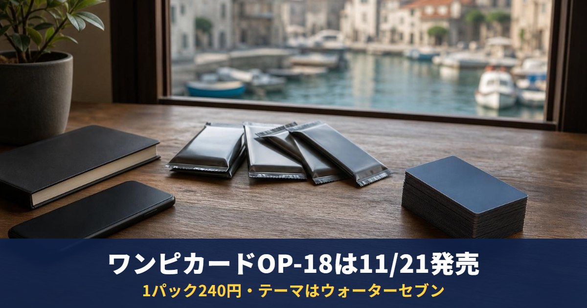 ワンピースカード第18弾「神の支配【OP-18】」は11月21日発売・1パック240円|テーマはウォーターセブンと神の騎士団